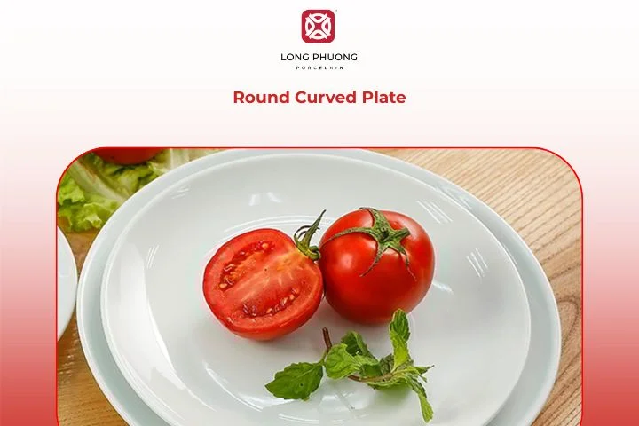 Minimalist curved plate styled with fresh salad