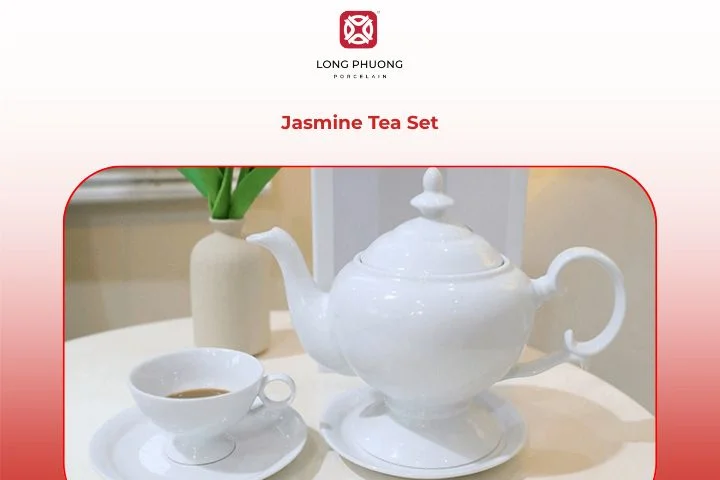 Floral-inspired Jasmine tea set with delicate patterns and calming design