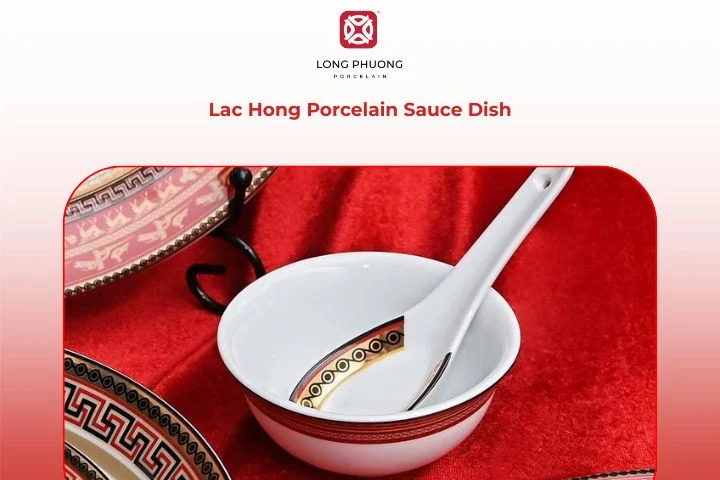 Folk-art-inspired dish with traditional motifs and a glossy glaze