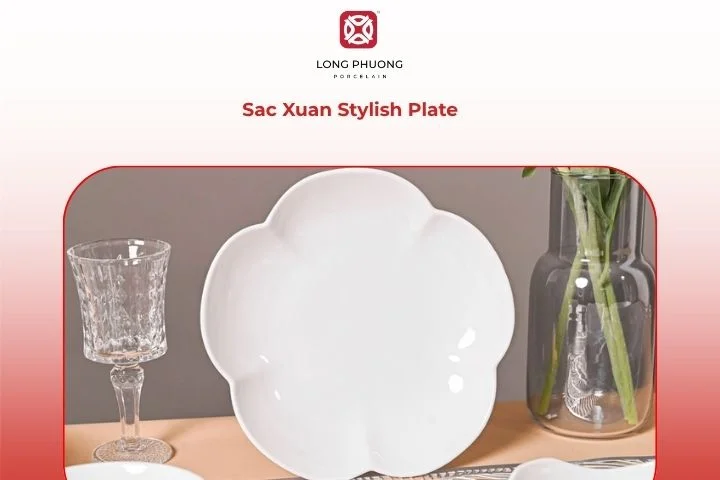 Floral porcelain plate with soft pastel hues and spring decor