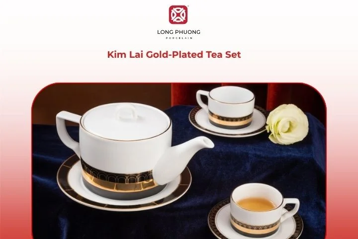 High‑grade, lead‑free porcelain with 24 K gold‑plated details