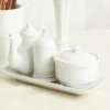 Porcelain round toothpick holder with lid