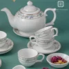 Elegant tea set with artistic grape motifs