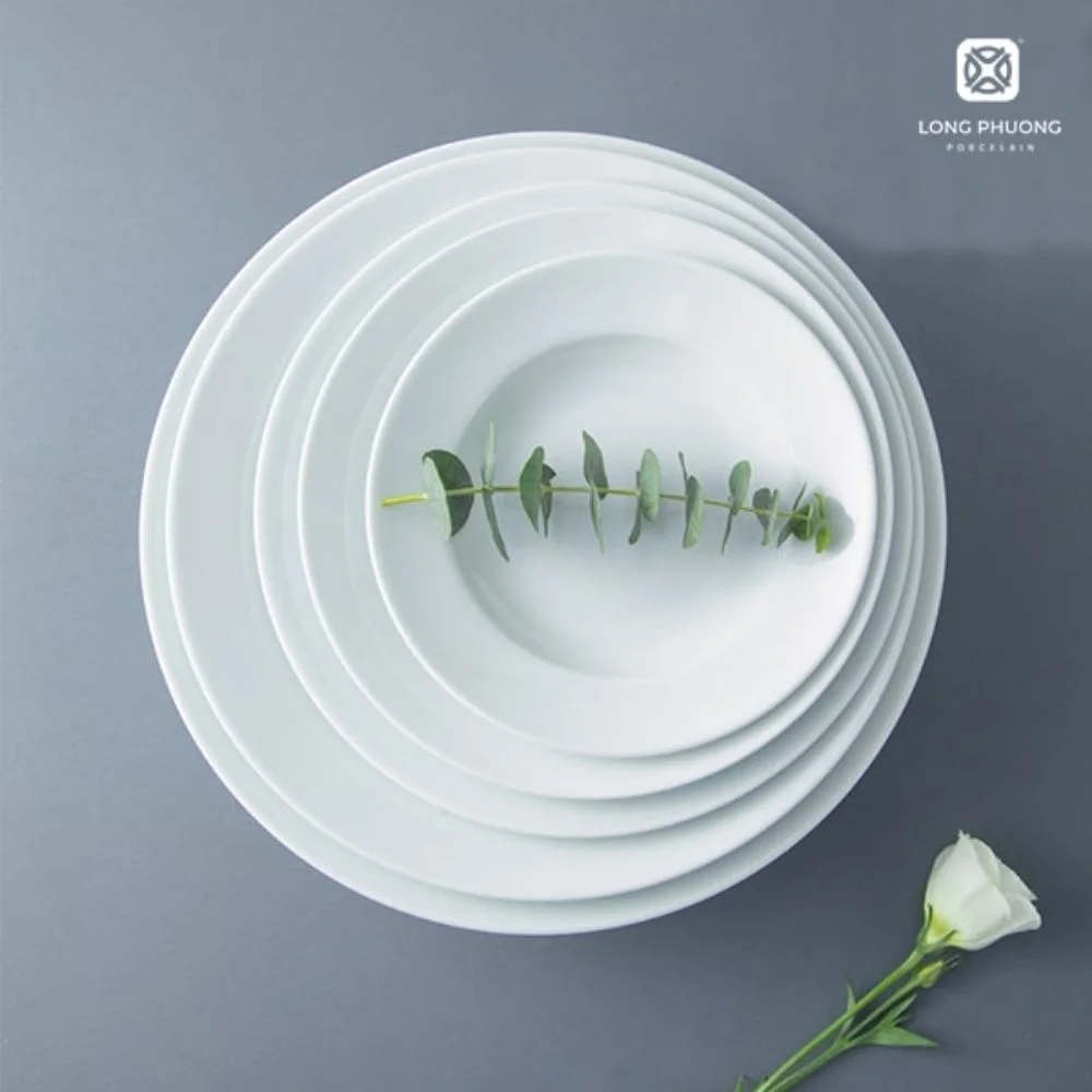 Smooth-Deep-Plate (2) Smooth Deep Plates 6” - 10” by Long Phuong Porcelain