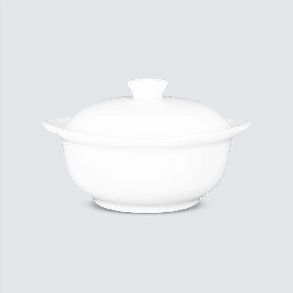 Vintage porcelain casserole dish with lid