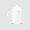 Porcelain white mug with lid 9.5 oz